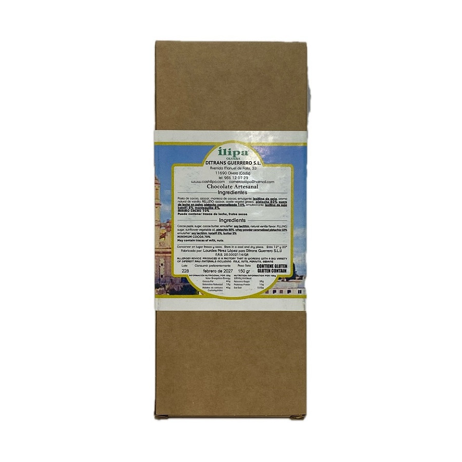 CHOCOLATE NEGRO 70% ILIPA 150G – ESTILO DUBÁI PISTACHOS