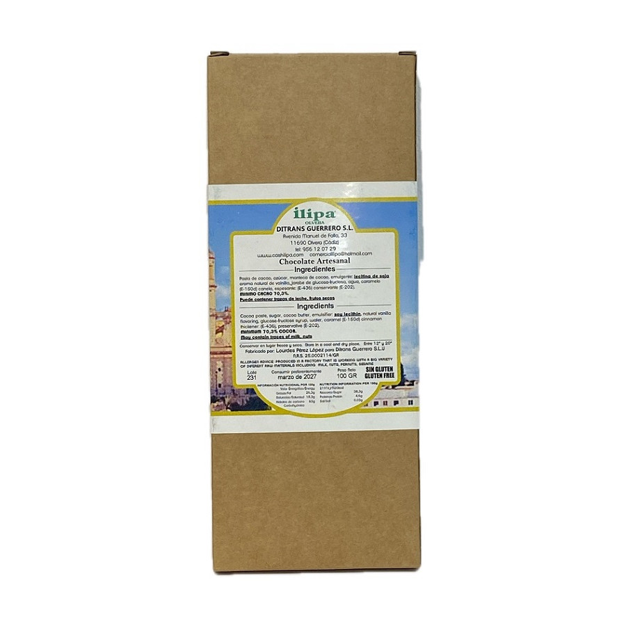 CHOCOLATE NEGRO 70% ILIPA 100G – CON CANELA SIN GLUTEN