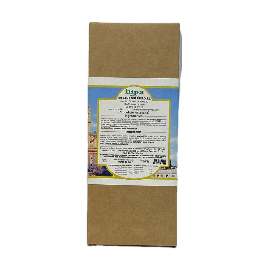 CHOCOLATE NEGRO 70% ILIPA 100G – CON NARANJA