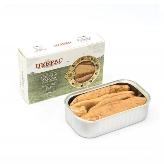 HUEVAS DE CABALLA EN ACEITE DE OLIVA LATA 120g. HERPAC BARBATE