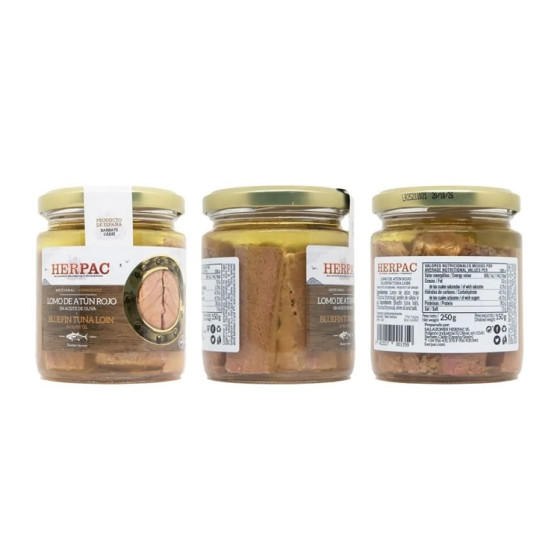 LOMO DE ATÚN ROJO EN ACEITE DE OLIVA TARRO 250g. HERPAC BARBATE