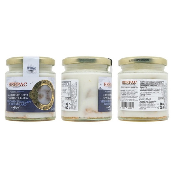 LOMO DE ATÚN YELLOWFIN EN MANTECA IBÉRICA TARRO 250g. HERPAC BARBATE