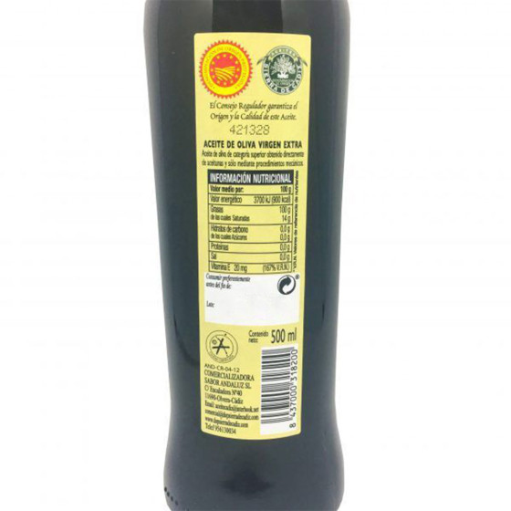 ACEITE DOP OLIVAR SIERRA DE CÁDIZ BOTELLA VIDRIO 500 ml.