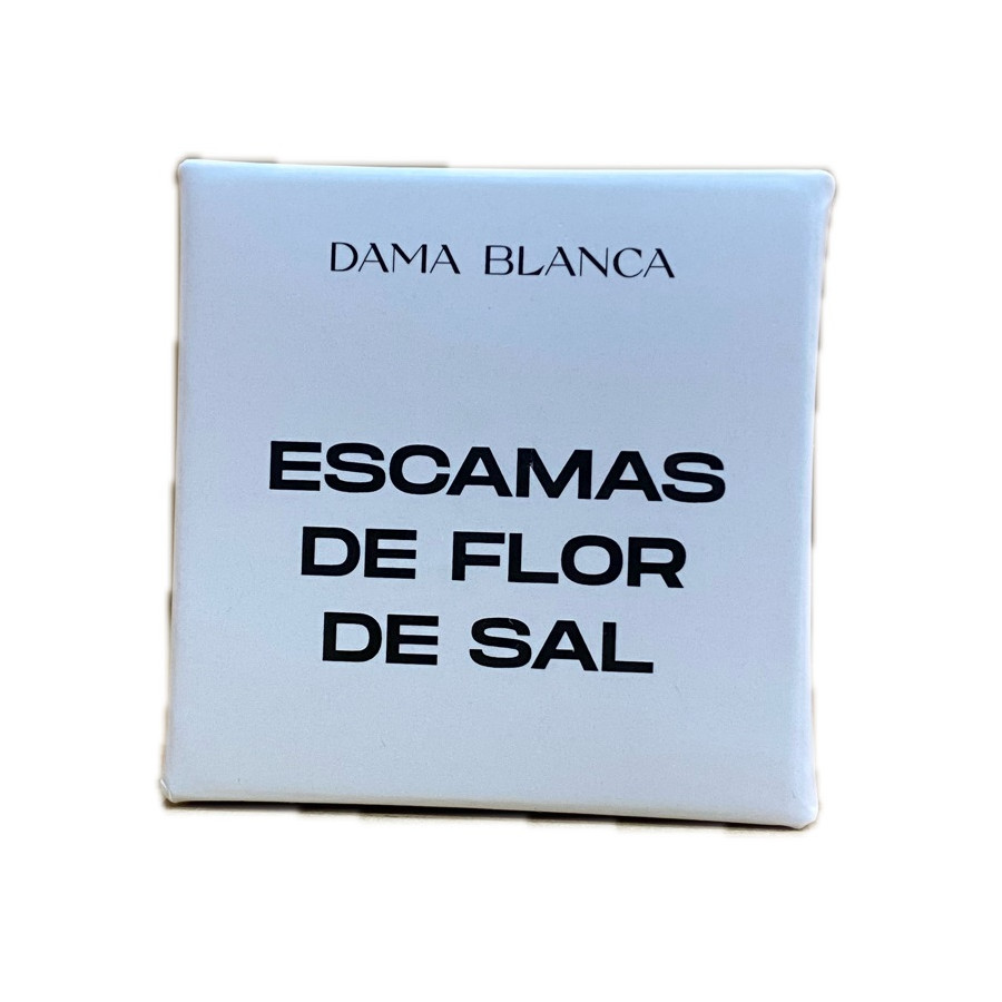 MINI CAJITA ESCAMAS DE FLOR DE SAL CON 10g SALINAS DAMA BLANCA CADIZ 