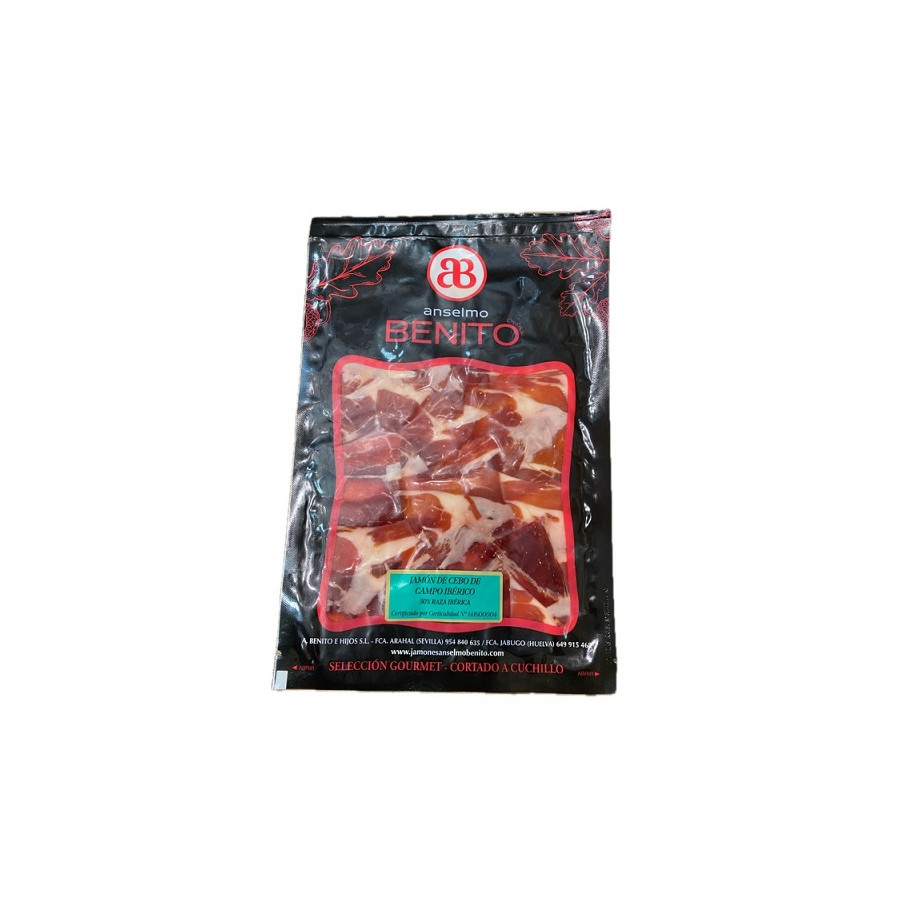 JAMÓN DE CEBO CAMPO IBÉRICO 50% RAZA IBÉRICA LONCHEADO A CUCHILLO ANSE
