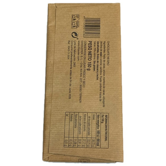 CHOCOLATE NEGRO 70% CACAO CARO 150 G (ZARAGOZA)