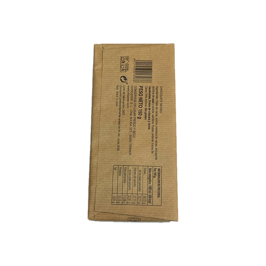 CHOCOLATE NEGRO 70% CACAO CARO 150 G (ZARAGOZA)