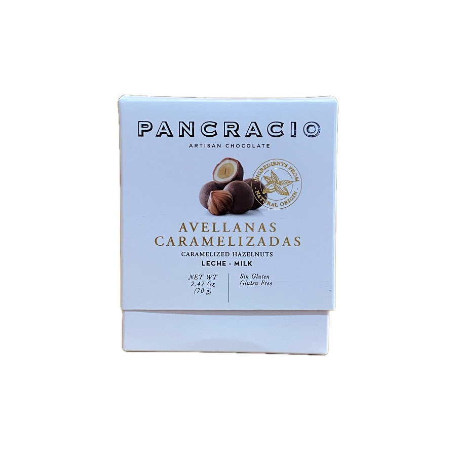 MINI BOX PANCRACIO 70 G a AVELLANAS CARAMELIZADAS CON CHOCOLATE CON LE