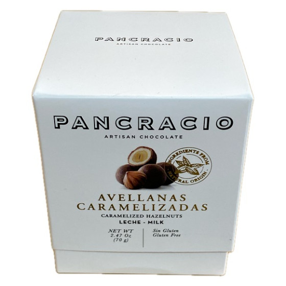 MINI BOX PANCRACIO 70 G a AVELLANAS CARAMELIZADAS CON CHOCOLATE CON LE