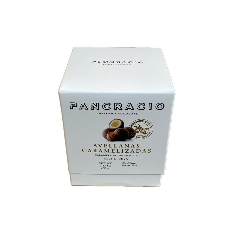 MINI BOX PANCRACIO 70 G a AVELLANAS CARAMELIZADAS CON CHOCOLATE CON LE