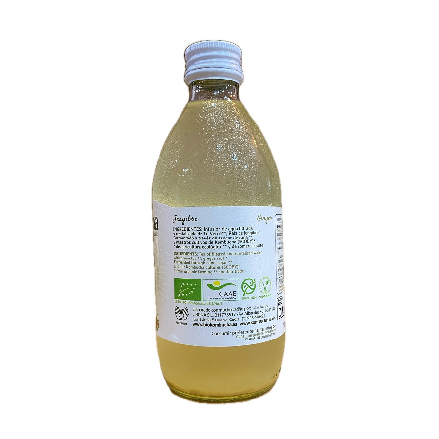 KOMBUCHA DE JENGIBRE 33 CL a BEBIDA FERMENTADA ARTESANAL DE CONIL DE L