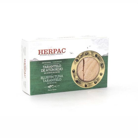 TARANTELO DE ATÚN ROJO EN ACEITE DE OLIVA LATA 120g. HERPAC BARBATE