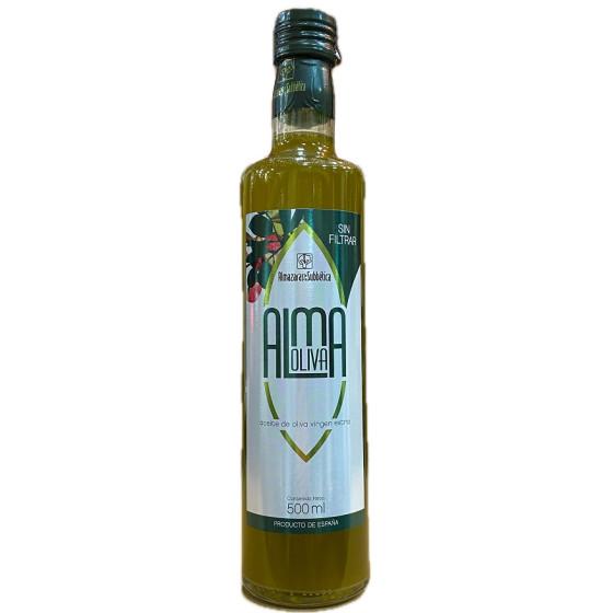 ACEITE DE OLIVA VIRGEN EXTRA SIN FILTRAR ALMAOLIVA 500 ML – ALMAZARAS 