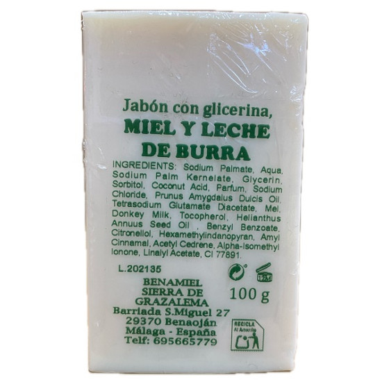 JABÓN CON GLICERINA, MIEL Y LECHE DE BURRA BENAMIEL 100 G – SIERRA DE 