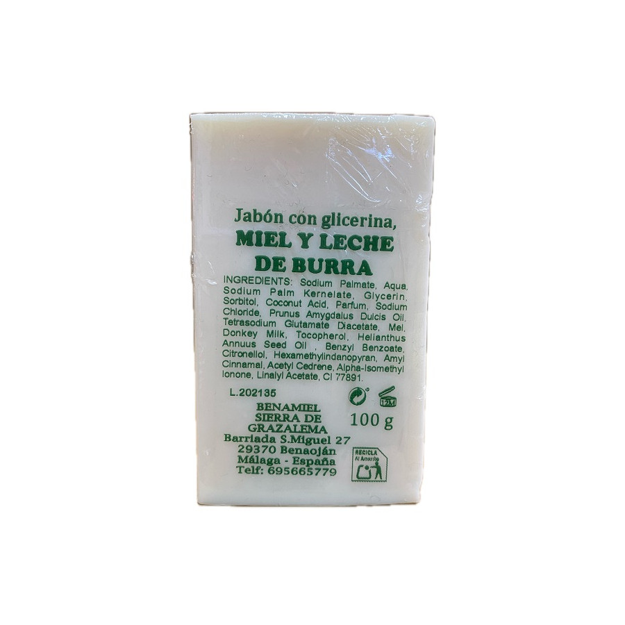 JABÓN CON GLICERINA, MIEL Y LECHE DE BURRA BENAMIEL 100 G – SIERRA DE 