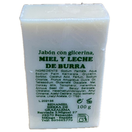 JABÓN CON GLICERINA, MIEL Y LECHE DE BURRA BENAMIEL 100 G – SIERRA DE 