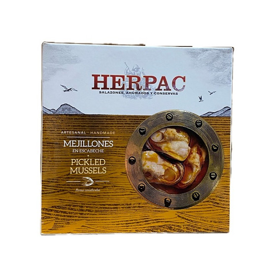 MEJILLONES EN ESCABECHE HERPAC 523 G – BARBATE SALAZONES, AHUMADOS Y C