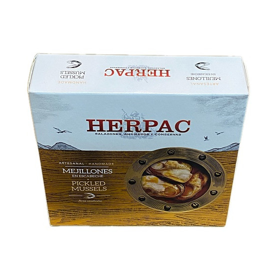 MEJILLONES EN ESCABECHE HERPAC 523 G – BARBATE SALAZONES, AHUMADOS Y C