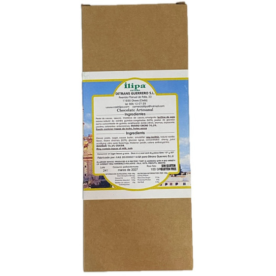 CHOCOLATE NEGRO 70% CON CEREZAS ILIPA 100 G – OLVERA