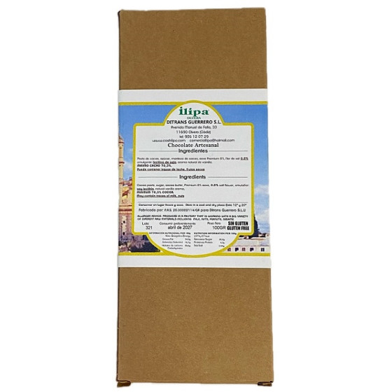 CHOCOLATE NEGRO 70% CON AOVE Y FLOR DE SAL ILIPA 100 G – OLVERA
