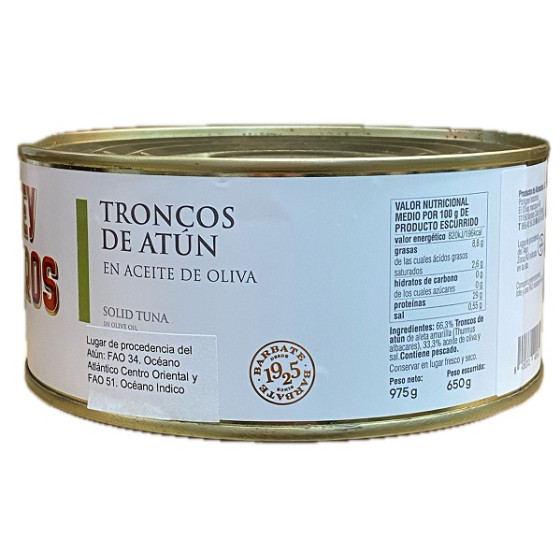 TRONCOS DE ATÚN EN ACEITE DE OLIVA EL REY DE OROS 975 G – BARBATE GADI