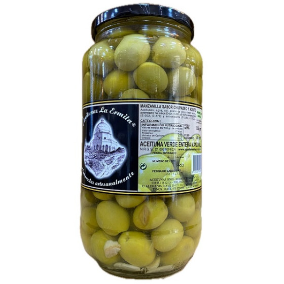 ACEITUNAS VERDES ENTERA MANZANILLA 1350 gr. ACEITUNAS LA ERMITA