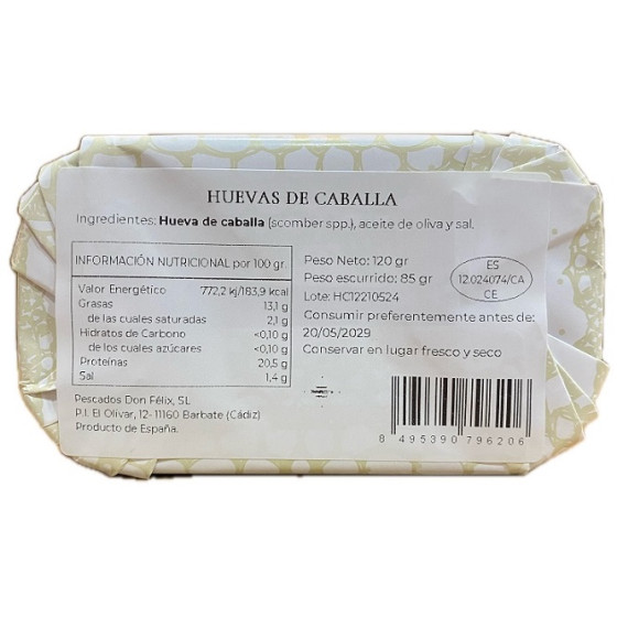 HUEVAS DE CABALLA EN ACEITE DE OLIVA 120G FELISA GOURMET BARBATE