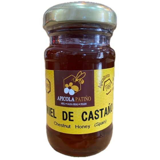 MIEL DE CASTAÑO APÍCOLA PATIÑO 80 G – TARRO GOURMET ARTESANAL DE CONIL