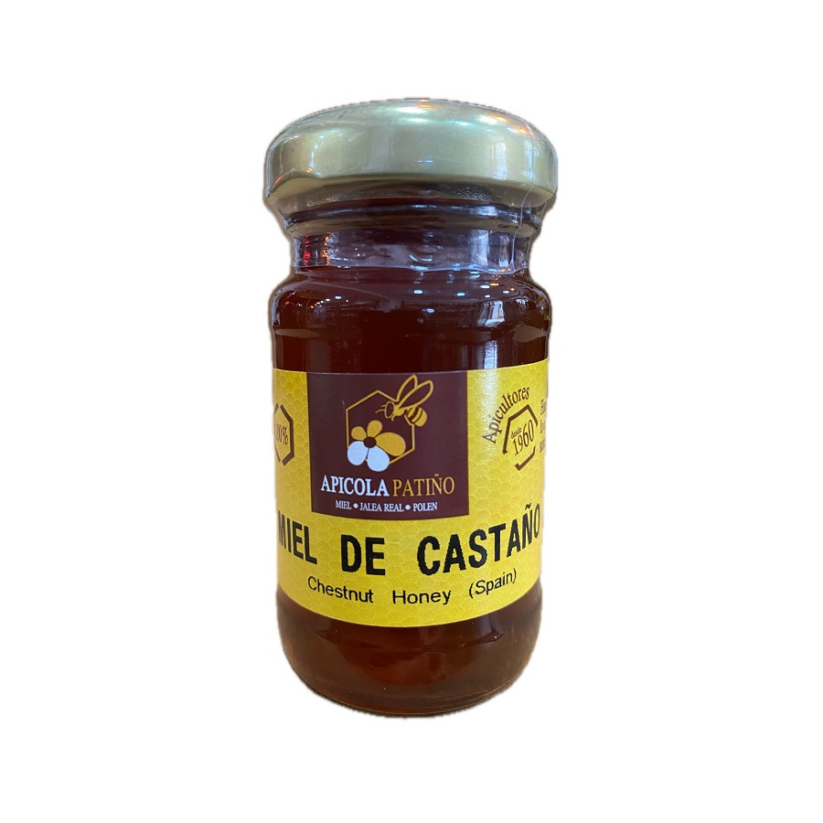 MIEL DE CASTAÑO APÍCOLA PATIÑO 80 G – TARRO GOURMET ARTESANAL DE CONIL
