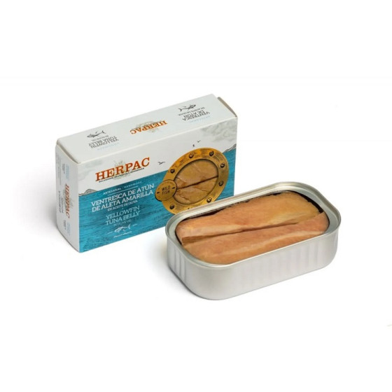 VENTRESCA DE ATÚN DE ALETA AMARILLA EN ACEITE DE OLIVA LATA 120g. HERP
