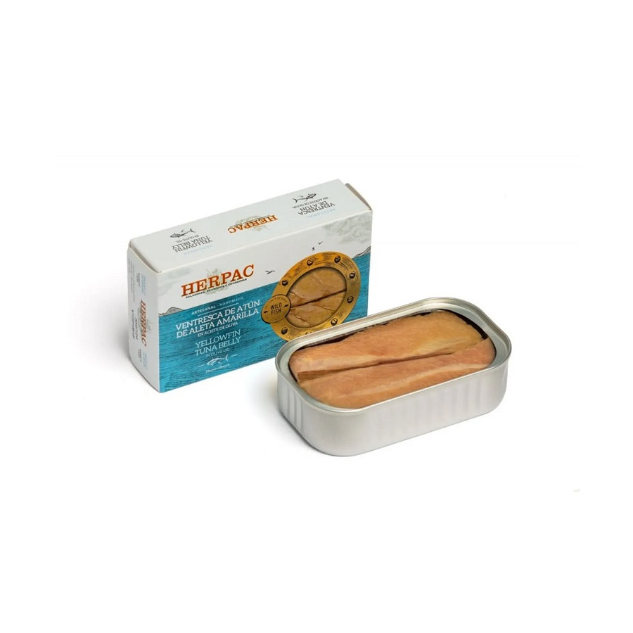 VENTRESCA DE ATÚN DE ALETA AMARILLA EN ACEITE DE OLIVA LATA 120g. HERP