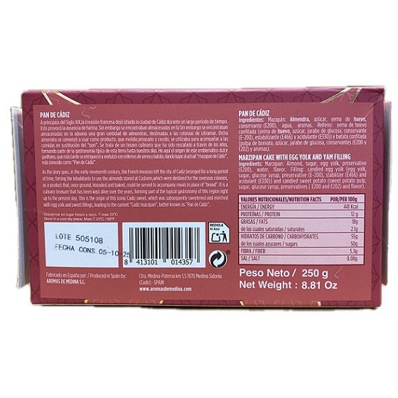 PAN DE CÁDIZ 250G AROMAS DE MEDINA – DULCE TÍPICO ARTESANAL DE CÁDIZ