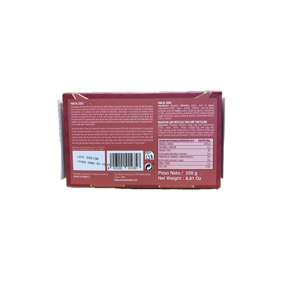 PAN DE CÁDIZ 250G AROMAS DE MEDINA – DULCE TÍPICO ARTESANAL DE CÁDIZ