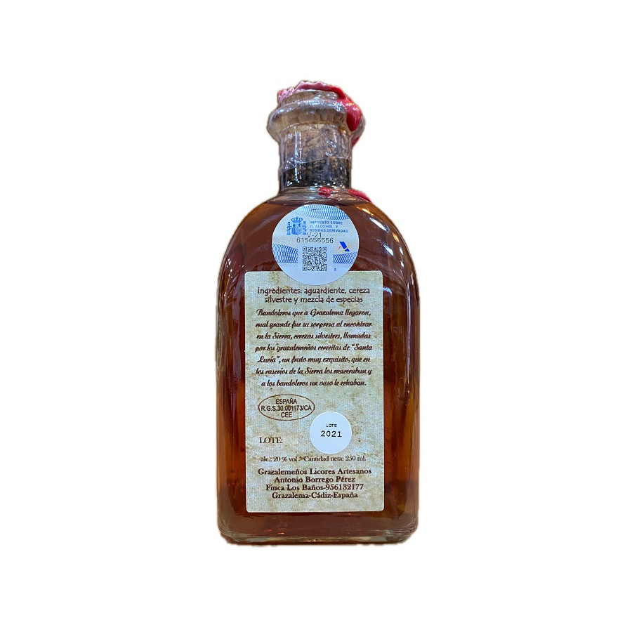 LICOR DE CEREZA SILVESTRE GRAZALEMEÑOS 250ML FRASCA ARTESANAL DE GRAZA