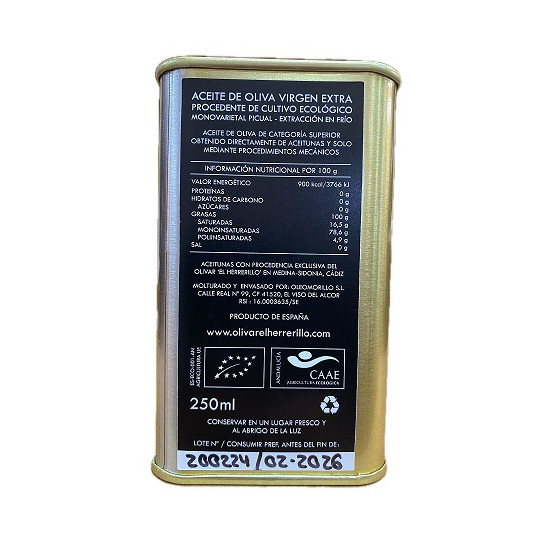 LATA 250 ml AOVE PICUAL ECO OLIVAR EL HERRERILLO MEDINA SIDONIA CÁDIZ 