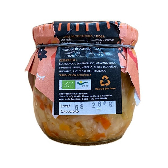 KIMCHI ECOLÓGICO VEJER 280 G a VEGETALES FERMENTADOS CRUDIVEGANO, SIN 