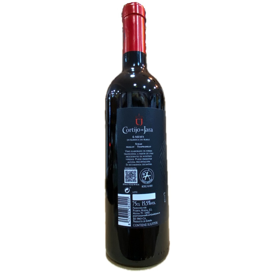 VINO TINTO CORTIJO DE JARA SYRAH, MERLOT Y TEMPRANILLO 75 CL
