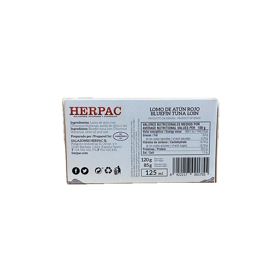 LOMO DE ATÚN ROJO EN ACEITE DE OLIVA HERPAC 120 G – BARBATE GOURMET