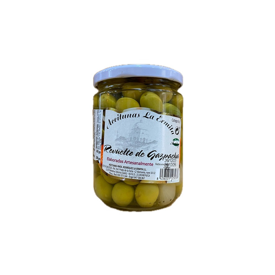 ACEITUNAS REVUELTO DE GAZPACHA 650 gr ACEITUNAS LA ERMITA