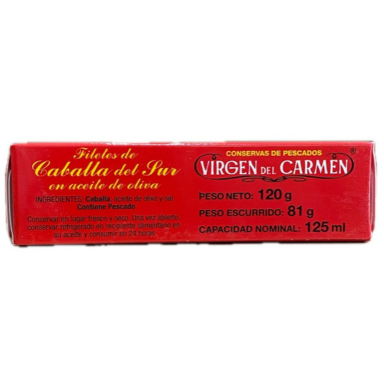 FILETES DE CABALLA EN ACEITE DE OLIVA VIRGEN DEL CARMEN 120 G – CONSER