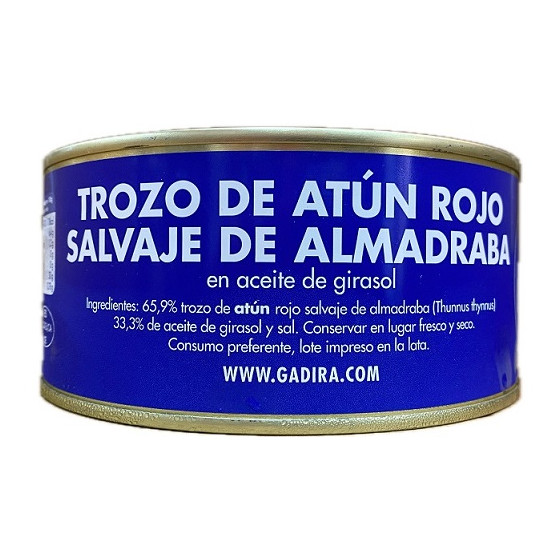 TROZOS DE ATÚN ROJO SALVAJE DE ALMADRABA EN ACEITE DE GIRASOL LATA 975