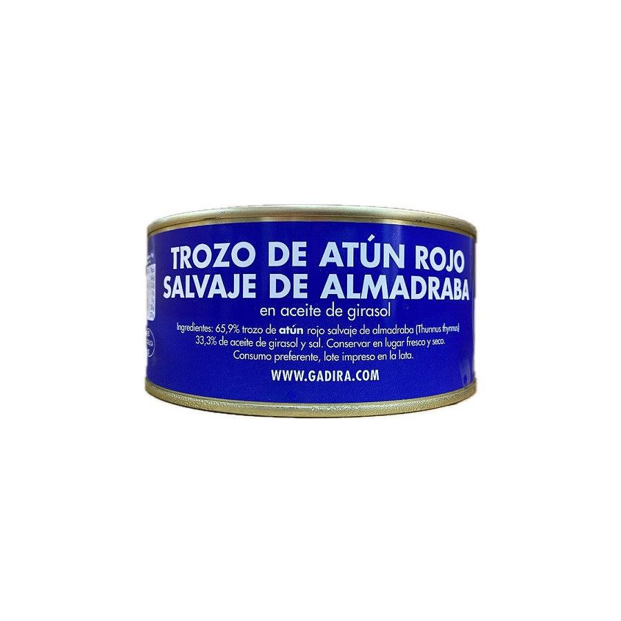 TROZOS DE ATÚN ROJO SALVAJE DE ALMADRABA EN ACEITE DE GIRASOL LATA 975