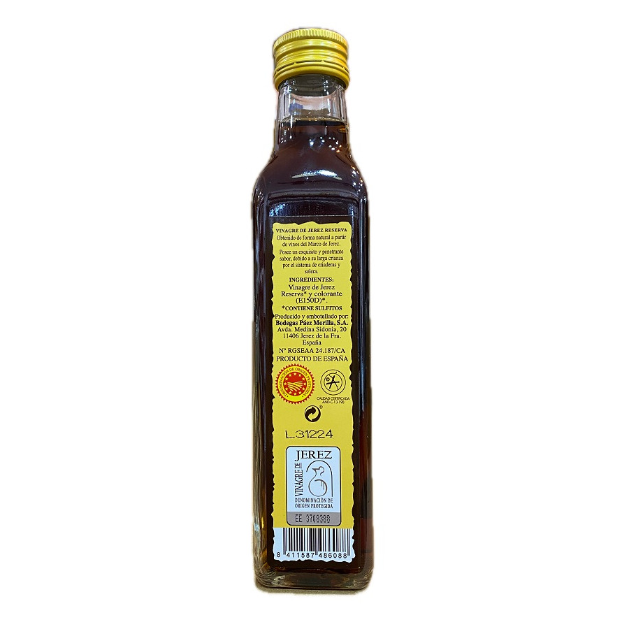 VINAGRE DE JEREZ RESERVA PÁEZ MORILLA 250ML DENOMINACIÓN DE ORIGEN PRO