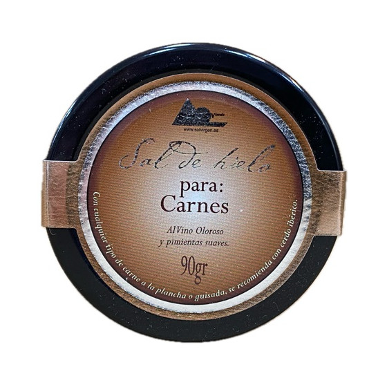 SAL DE HIELO PARA CARNES AL VINO OLOROSO Y PIMIENTAS SUAVES 90 gr. SAL