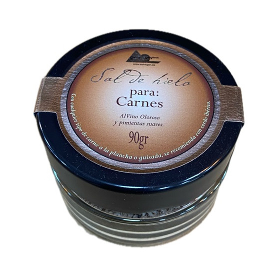 SAL DE HIELO PARA CARNES AL VINO OLOROSO Y PIMIENTAS SUAVES 90 gr. SAL