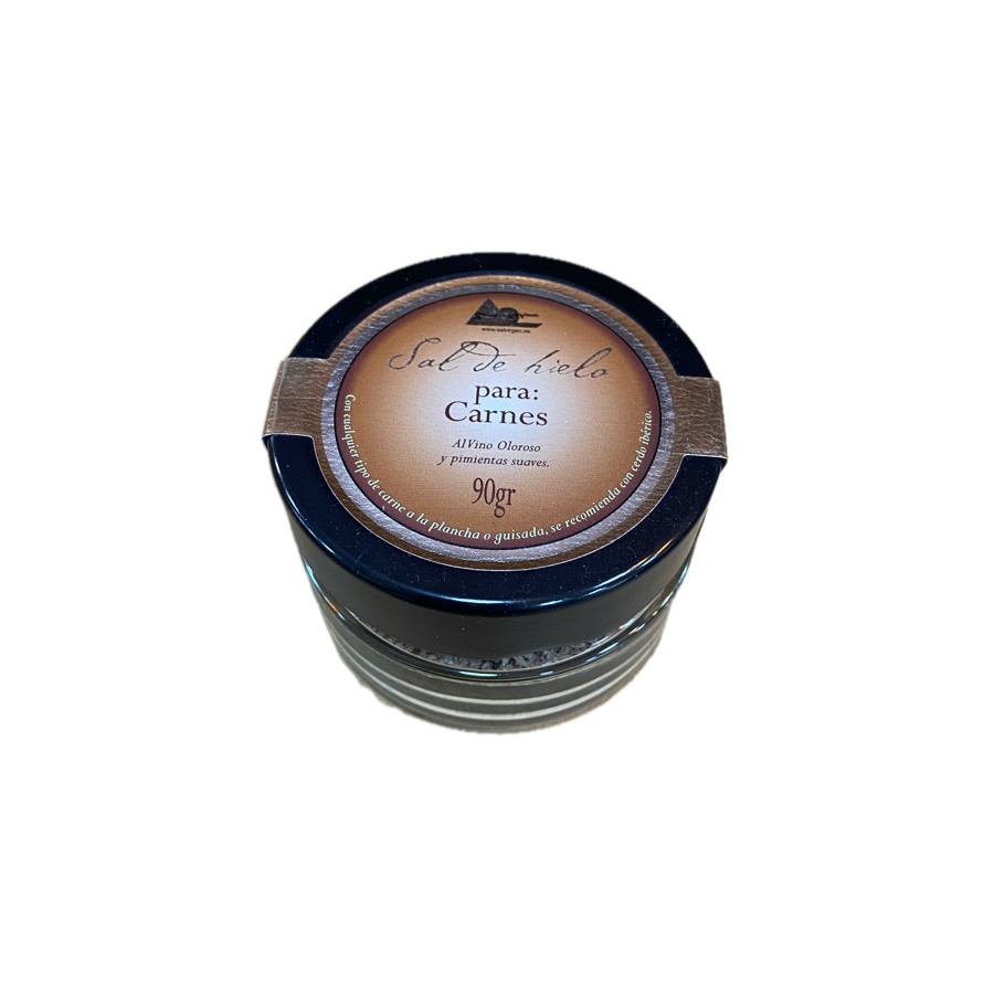 SAL DE HIELO PARA CARNES AL VINO OLOROSO Y PIMIENTAS SUAVES 90 gr. SAL