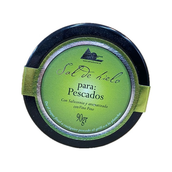 SAL DE HIELO PARA PESCADOS CON SALICORNIA Y AROMATIZADA CON VINO FINO.